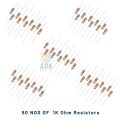 50PCS - 1K Ohm Resistor 1/4W 5% Tolerance Carbon Film Resistors 4 Bands for DIY Electronic Projects and Experiments. 