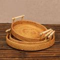 Factory Wholesale    Vietnamese Rattan Woven Fruit Basket Japanese Bread Bun Basket Living Room Household Storage Basket Bamboo Woven Tray. 