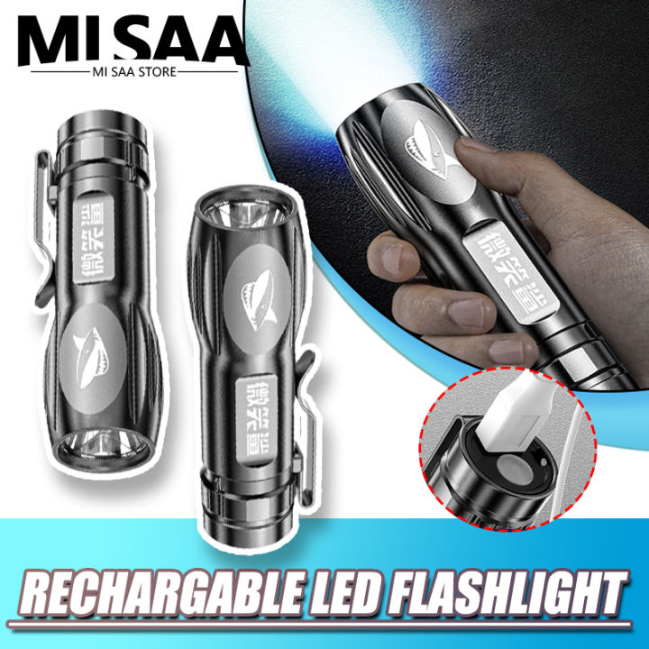 Fixed Led Flashlight Mini Torch High Power LED Flashlight USB Rechargeable Fixed Focus Flash ...