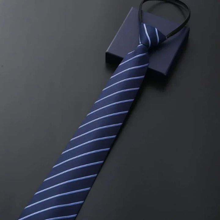 Men's%20Business%20Dress%20Zipper%20Neck%20Tie%20Elegant%20Gentleman%20Shirt%20Tie%20Groom%20Wedding%20Blue%20Stripe%20Black%20Lazy%20Ties%20Clothing%20Accessories%20-%20Image%204