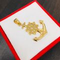 Gold Plated Master Gold Anchor With Dharmashakra Pendant Big Size For Women. 