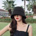 Summer Women Bucket Hat Solid Color Cotton Foldable Panama Cap Outdoor Casual Lady Girl Sun Visor Cap. 