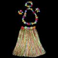 【WEJA】5pc/set Hula Show Hawaii Fancy Dress Garland Headband Bracelet Costume Set Grass Dress Party Decoratin 40CM Hawaiian Hula Skirt Ladies. 