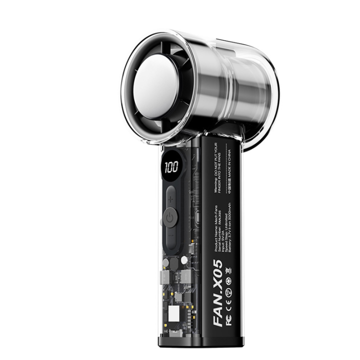 Mini Turbo Fan AI High Speed Handheld Cooling Fan 100 Levels Adjustable Digital Display for Travel/Work/Home/Outdoor