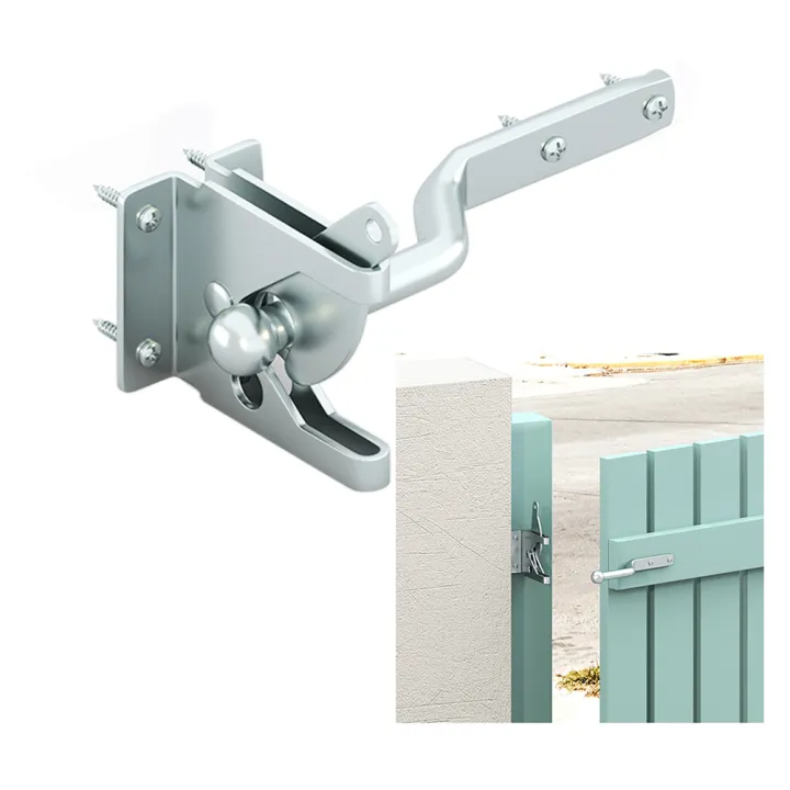 Self-Locking Gate Latch W/screw Solid Steel Door Auto Bolt Lock Hasp ...