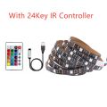 5m USB LED Strip Light 5V RGB Waterproof Black PCB 5050 Led Strip Light Tape PC TV Backlight Remote Controller 30Led/m. 