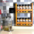 2 Tiered Spice Rack With 110Ml Glass Spice Bottle Wall Mount Wooden Spice Rack WRK100A. 