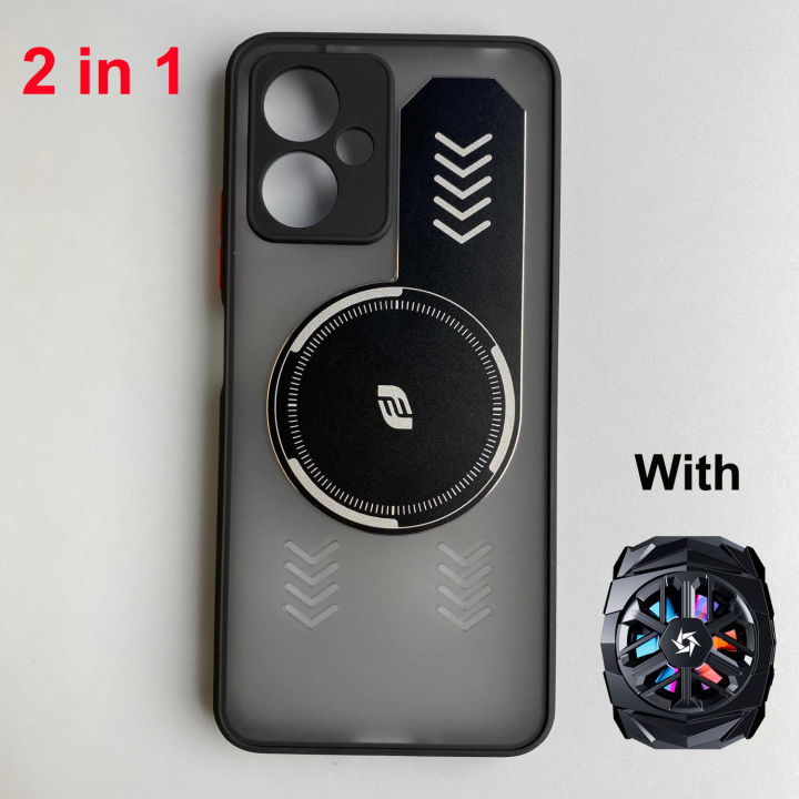 For Redmi Note 12 Pro Plus Graphene Heat Dissipation Case Note12 5G Breathable Cooling Back Cover + Rechargeable Mute Cooler