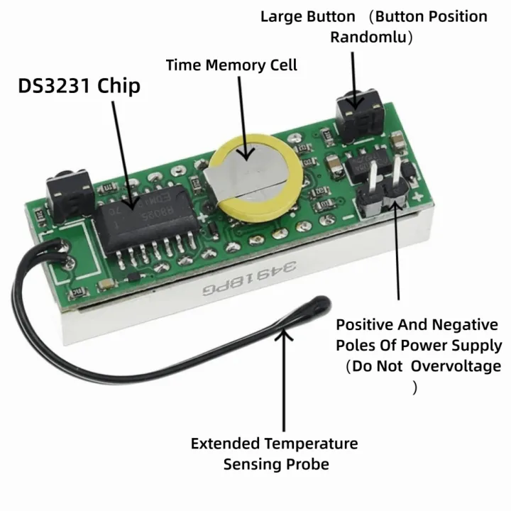 Module 3 In LED RX8025T Digital Clock DC 5-30V Temperature Measurement ...