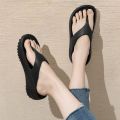 Flip-Flops Women's Fashionable Outdoor Flip-Flops Bathroom Bath Non-Slip Beach Seaside Plywood Trendy Sandals Summer Men's. 