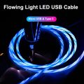 1M Flowing LED Light USB Type C & Micro Fast Charging Cable/Data Sync Line/And Charger Date Cables/For Huawei Samsung Xiaomi Vivo Android Phone. 