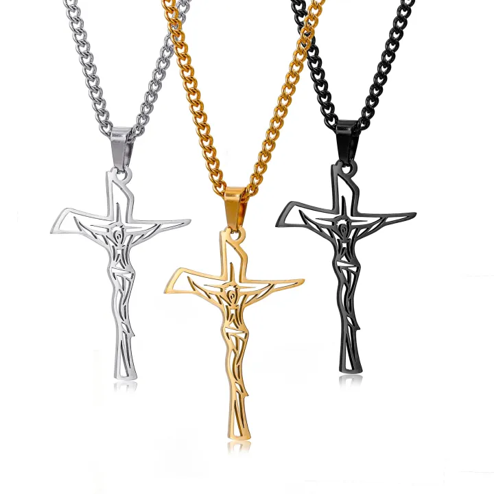 %E3%80%90ALLGOOD%E3%80%91Stainless%20Steel%20%20%20Cross%20Necklace%20For%20Women%20Men%20Chains%20Religion%20Cross%20Pendants%20Choker%20Jewelry%20Prayer%20Baptism%20Gifts%20-%20Image%203