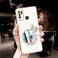 Maitus for Vivo Y30 Back Cover Luxury 6D Plating Square Bumper Shiny Bowknot Makeup Mirror Soft Silicone Girls Cases Full Protection Mobile Phone Case. 