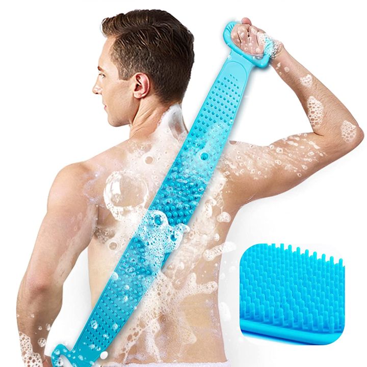 Back Scrubber Shower, Bath Body Brush Silicone Back Brush Exfoliating Body Scrubber with Handle for Men and Women