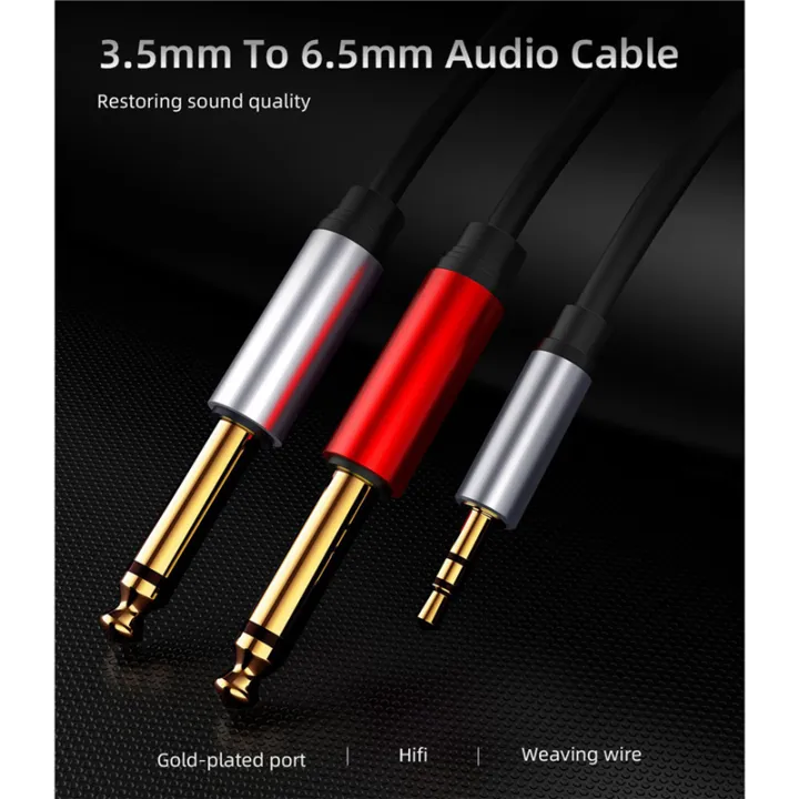 3pcs%203.5mm%20to%20Dual%206.5mm%20Adapter%20Jack%20Audio%20Cable%203.5%20to%206.5%20AUX%20Cord%203.5%20Jack%20Splitter%20for%20Guitar%20Mixer%20Amplifier%20Bass%20-%20Image%203