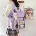 2024 Backpack Women Candy Color Laptop Backpacks Cute Kawaii High School Bags for Teenage Girl Japanese Travel Camping Backpack. 