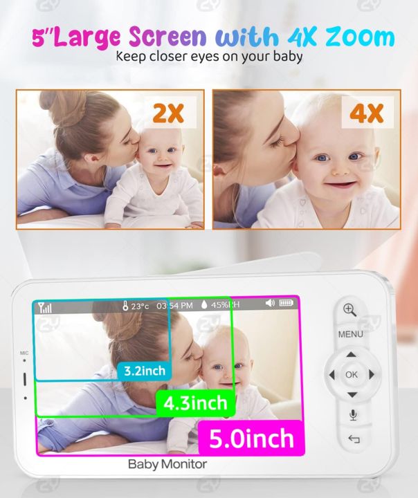 5"%20Video%20Baby%20Monitor%20with%20Phone%20App%20and%20Monitor,PTZ,2-way%20Talk,Night%20Vision,Lullabies,VOX%20Sound%20Detection,Feeding%20Reminder%20-%20Image%202