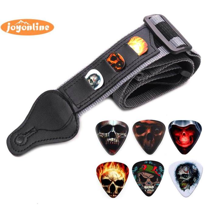 Adjustable Electric Guitar Strap with 6 Picks Paddles Acoustic Guitar Belts