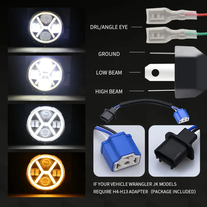 500W%207%20Inch%20Round%20Angel%20Eye%20LED%20Headlight%2030000LM%20with%20Hi/Lo%20Beam%20DRL%20Amber%20Halo%20Ring%20for%20JEEP%20Wrangler%20JK%20TJ%20LJ%20-%20Image%204