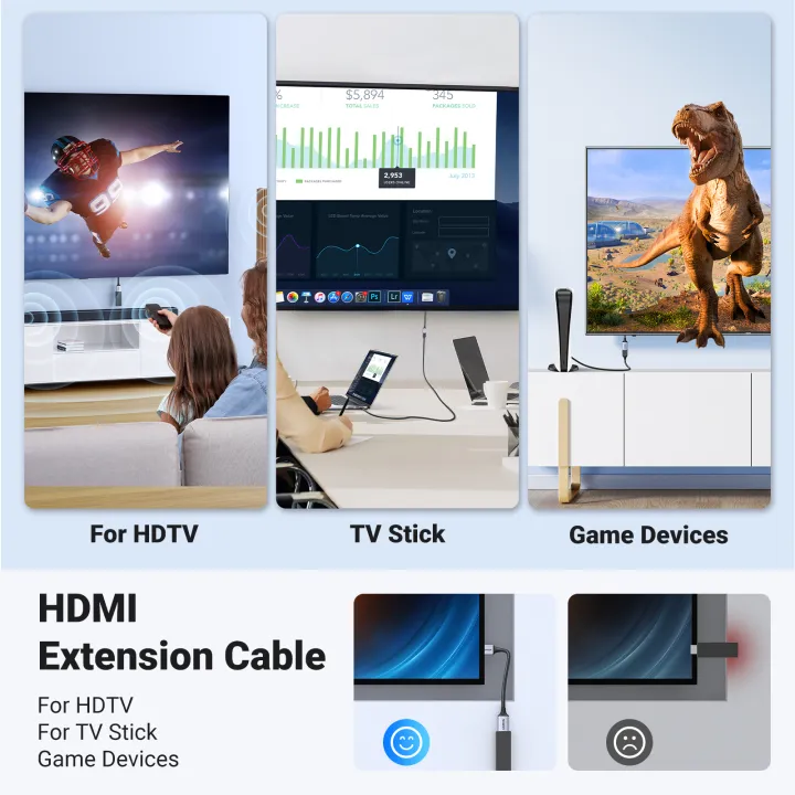 UGREEN%20HDMI%20Extender%208K%20HDMI%20Extension%20Cable%200.15M%20Male%20to%20Female%20Adapter%20Cord%208K@60Hz%202.1%20Ultra%20High-Speed%2048Gbps,%20for%20PS5,Nintendo%20Switch,Xbox%20Series%20X,Roku%20Stick,Blu-ray%20Laptop%20PC%20TV%20-%20Image%202