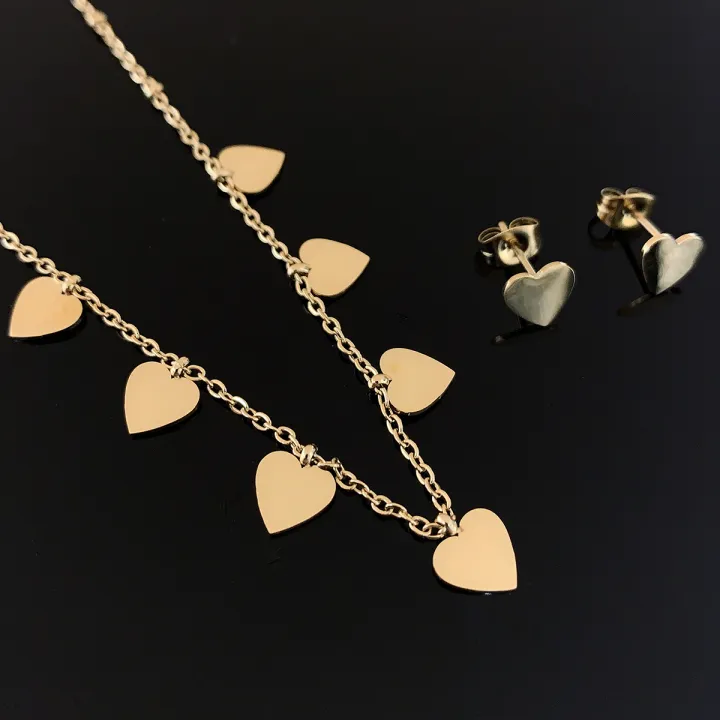 3-piece%20Fall/Winter%20New%20Fashion%20Temperament%20Ladies%20Stainless%20Steel%20Smooth%20Love%20Necklace%20Earrings%20Christmas%20Halloween%20Date%20Gift%20-%20Image%202