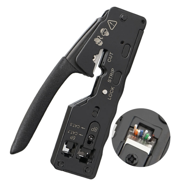 2X Network Cable Crimper RJ45 Crimp Tool Cutter Stripper for Rj45 Cat7 ...