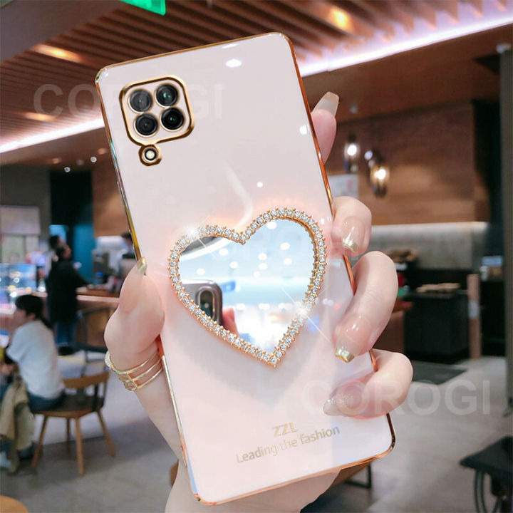 For%20Samsung%20Galaxy%20A12%20/%20M12%20Cover%20with%20Makeup%20Mirror%20Shiny%20Plating%20Square%20Bumper%20Girls%20Phone%20Case%20Soft%20TPU%20Silicone%20Shockproof%20Protective%20Back%20Cover%20-%20Image%202