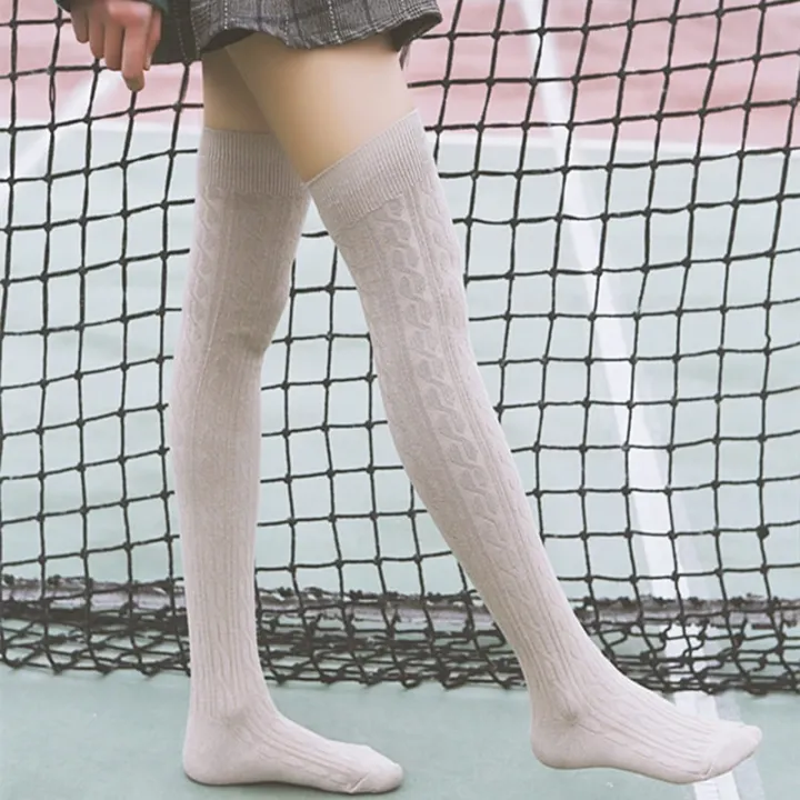 Women's%20Long%20Socks%20Knee%20High%20Boots%20Korean%20Warm%20Winter%20Japanese%20Style%20White%20Slouch%20Hot%20Wool%20Black%20For%20Girls%207/8%20Over%20The%20Fashion%20-%20Image%203
