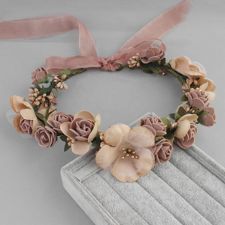 Artificial%20Flower%20Wreath%20Bride%20Women%20Flower%20Crown%20Hair%20Band%20Wedding%20Floral%20Headband%20Garland%20Ribbon%20Girl%20Hair%20Accessories%20-%20Image%203