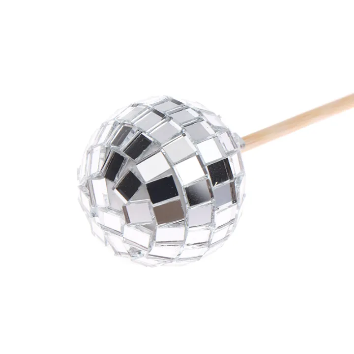 10Pcs%202/3CM%20Shiny%20Mirror%20Balls%20Cake%20Topper%20Cupcake%20Toppers%20With%20Wooden%20Sticks%20Birthday%20Wedding%20Dance%20Party%20Cake%20Decoration%20-%20Image%203