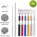 straw Reusable Stainless Steel Metal Telescopic Straw Collapsible Portable Travel Drinking Folding Straw Set with Cleaning Brush CaseParty Supplies. 