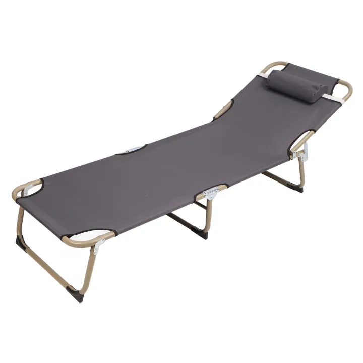 3 Folds Portable Bed Easy Carrying Foldable Sleep Bed with Pillow for Outdoor Activities