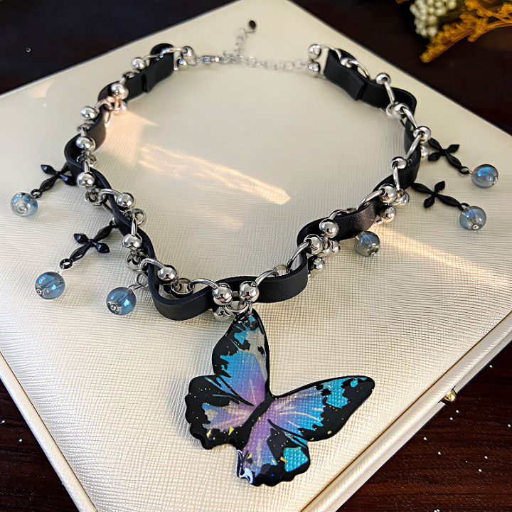 【Cheap】chocker Black Butterfly Necklace Neck Accessories Women Sweet Cool Spice Girls y2k Heavy Industry Collar Punk Necklace High Grade