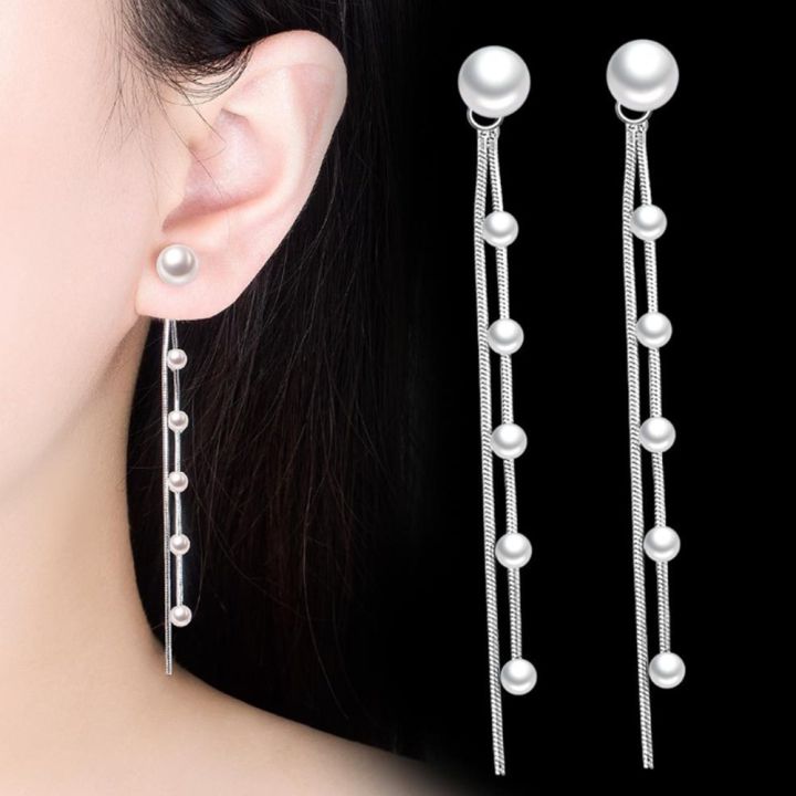 %E3%80%90ZOSR%E3%80%91925%20Sterling%20Silver%20%20Women's%20Fashion%20Jewelry%20High%20Quality%20Pearl%20Long%20Tassel%20Drop%20Simple%20Back%20Hanging%20Earrings%20Ear%20Cuff%20-%20Image%203