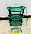 Vegetable Basket Stand, Plastic Rack Storage for Home Office (3 Layer, Green). 