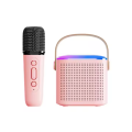 Compact Wireless Mini Karaoke Speaker System with Bluetooth, Microphone, and LED Effects, Ideal for Singing at Home or Outdoor Parties for All Ages. 