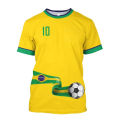 2025 New AdultBrazil Jersey Men's T-shirt O-Neck Oversized Short Sleeve Men's Clothing 3D Print Brazilian Flag Selection Football Team Shirt. 