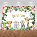 Safari Theme Backdrop Jungle Birthday Photo Booth Wild One Birthday Supplies Photocall. 