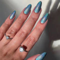 24pcs Glitter Nails Purple Shiny Cat Eye Press On Nails Almond Head Manicure Nail Tips Pink/Blue False Nail Patch For Girl. 