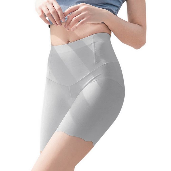 Ice%20Silk%20High%20Waisted%20Women's%20Panties%20Abdomen%20Seamless%20Safety%20Short%20Pants%20Non%20Curling%20Body%20Shapewear%20Belly%20Shaper%20Shorts%20Drop%20-%20Image%205