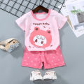 Yfashion Kids T-shirt Set Cartoon Printing Short Sleeve Cotton Tops Shorts Suit For 1-4 Years Old Boys Cotton Girls. 