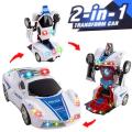 2-In-1 Robot Toy Police Car Transformer Robot With Lights And Sounds. 