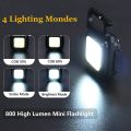 Mini LED COB Flashlight, 800 Lumens COB 4 Modes Flashlights Rechargeable Mini LED Keychain Flashlight with Bottle Opener, Magnet Design, Hook, Waterproof Pocket Light for Daily Use [Energy Class A+++]. 