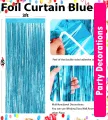 Birthday Light Blue Foil Curtain Fringe Party Backdrops Balloon. 