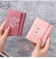 2023 New Women's Wallet Cute Cat Short Wallet Leather Small Coin Purse Girls Money Bag Card Holder Ladies Female Hasp Wallet. 