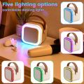 Mini Portable Karaoke Speaker with Wireless Microphone LED Light Karaoke Player K12. 