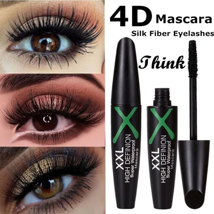 Black Color 1PC 4D Silk Fiber Eyelashes Lengthening Mascara Waterproof Long Lasting Lash Black Eyelashes Extension Make UP.