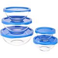 5 Piece Bowl Set Glass Container Gift Box Glass Box Storage Bowl set with Coloured Plastic Lid. 