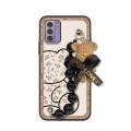 silicone Cartoon Phone Case For Nokia G42 5G Waterproof Bear bracelet cute Black pearl pendant Dirt-resistant Simplicity. 