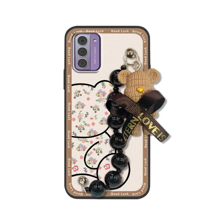 silicone%20Cartoon%20Phone%20Case%20For%20Nokia%20G42%205G%20Waterproof%20Bear%20bracelet%20cute%20Black%20pearl%20pendant%20Dirt-resistant%20Simplicity%20-%20Image%206
